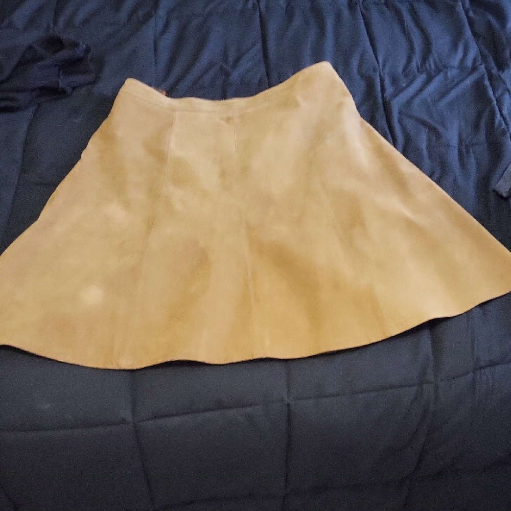Chadwicks Camel A-Line Suede Skirt